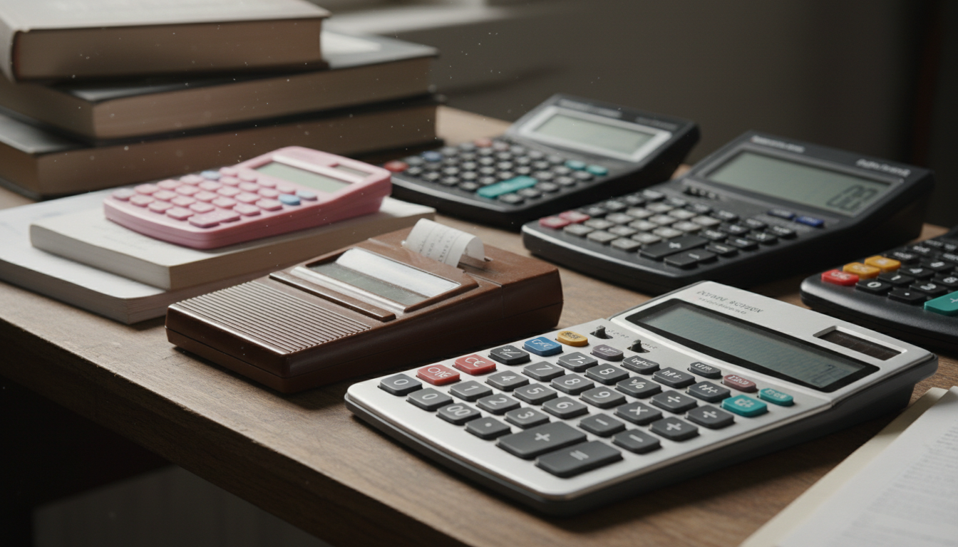 a real looking photo of multiple calculators